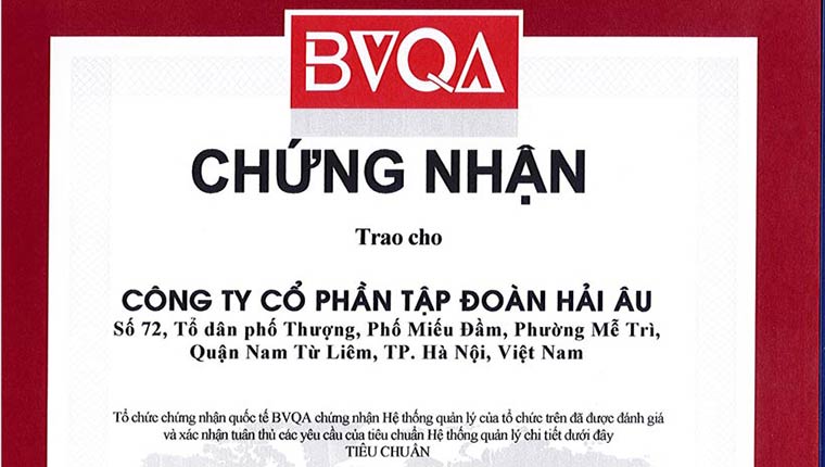 Chứng nhận tập đoàn Hải Âu ISO 9001:2008