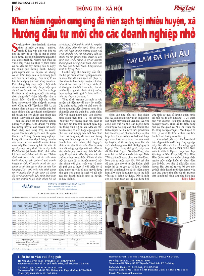 Khan hiếm nguồn cung đá viên sạch nông thôn Khan hiếm nguồn cung đá viên sạch