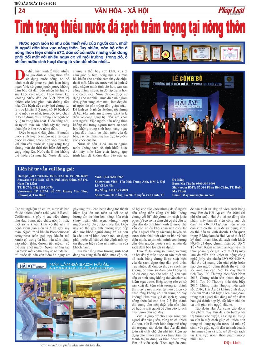 thiếu nước đá sạch