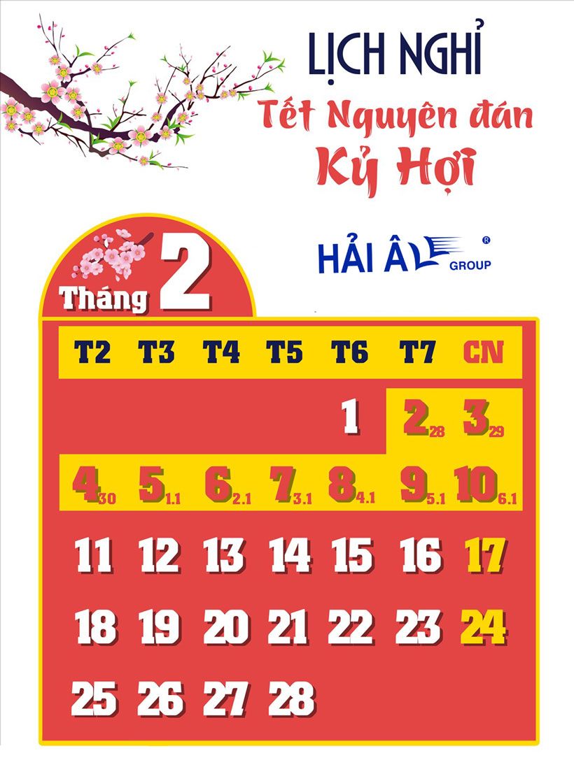 lịch nghỉ tết nguyên đán 2019